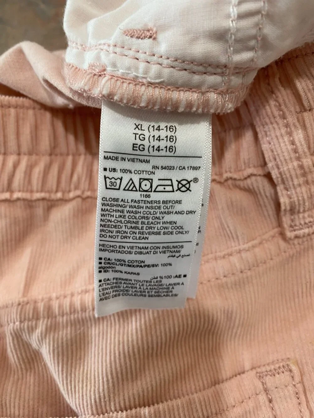 Old Navy Girls XL 14-16 Blush Pink Corduroy Skirt Cotton A-Line Button Front